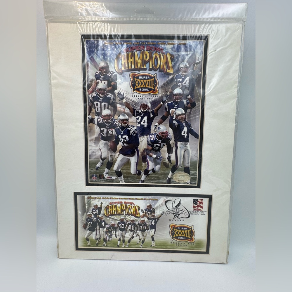 2004 Patriots Super‎ Bowl XXXVIII Champs Photo & FDC Matted